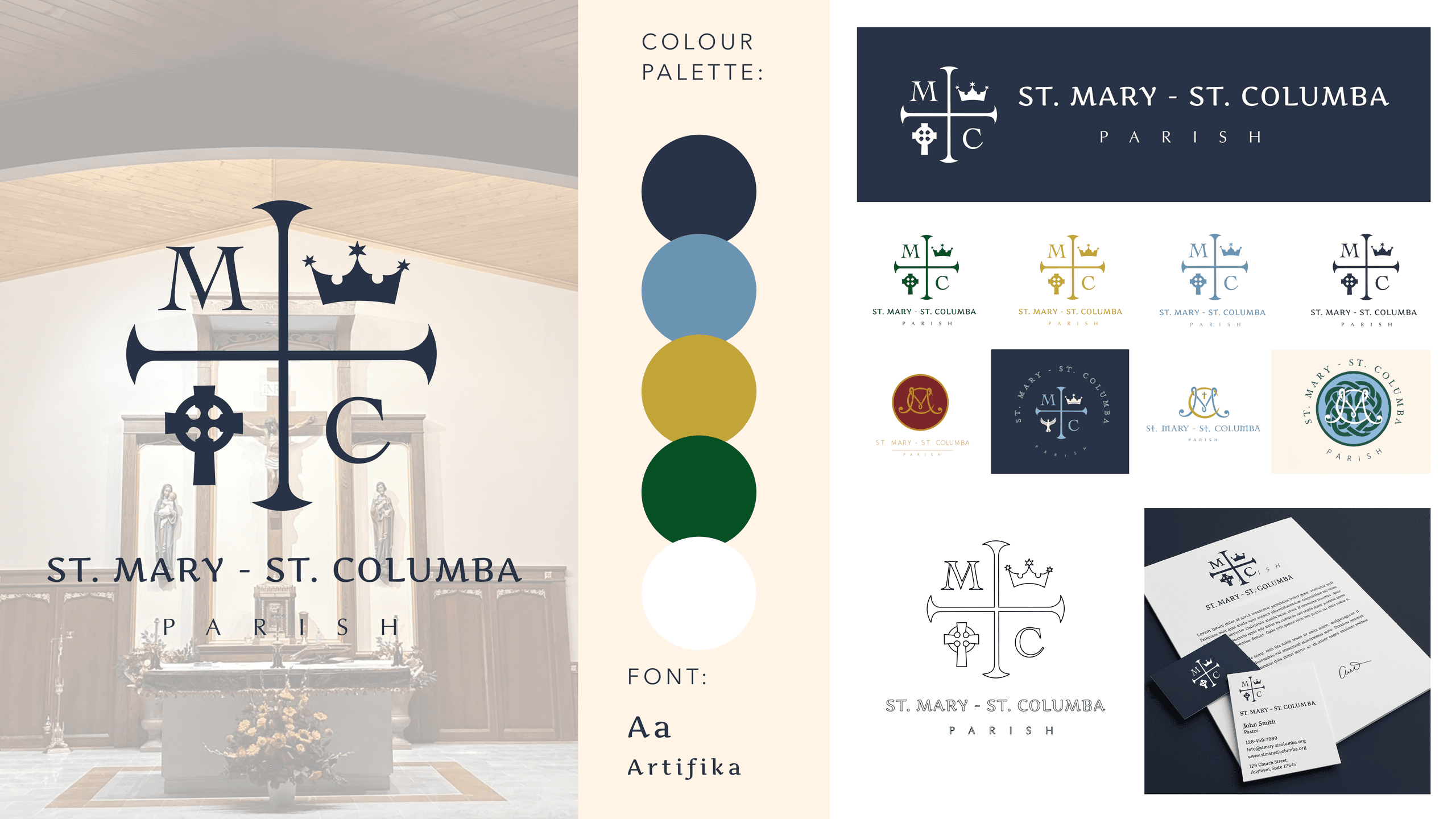 Logo design concepts for St. Mary – St. Columba Church