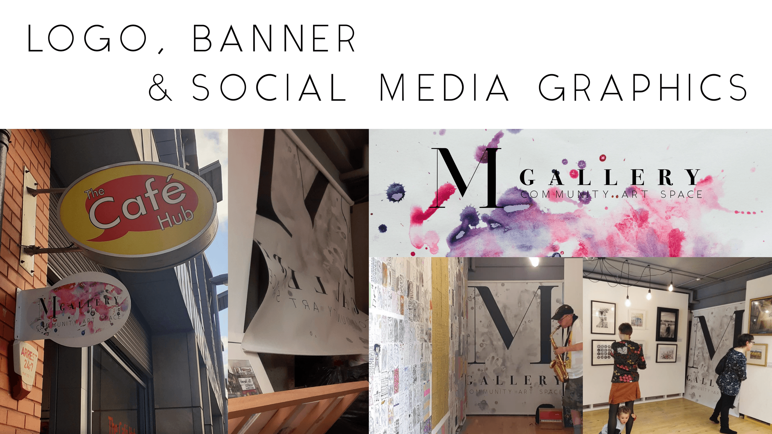 M Gallery Glasgow logo, banner and social media graphics