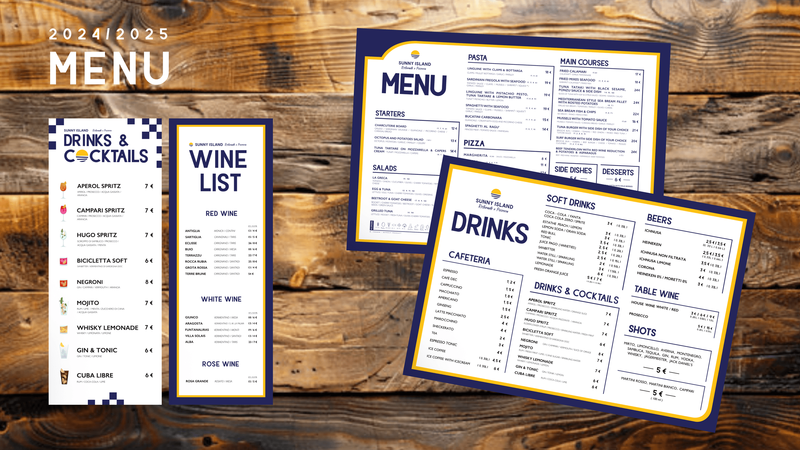 Menu and drink cards design
